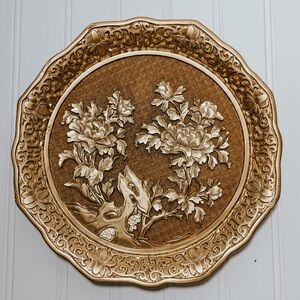 Vintage Gold Ornate Floral Detail Decorative  Plate | Florentine